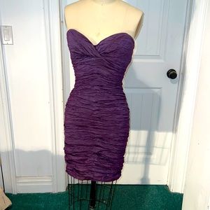 Nicole Miller Strapless Purple Ruched Dress Size 6
